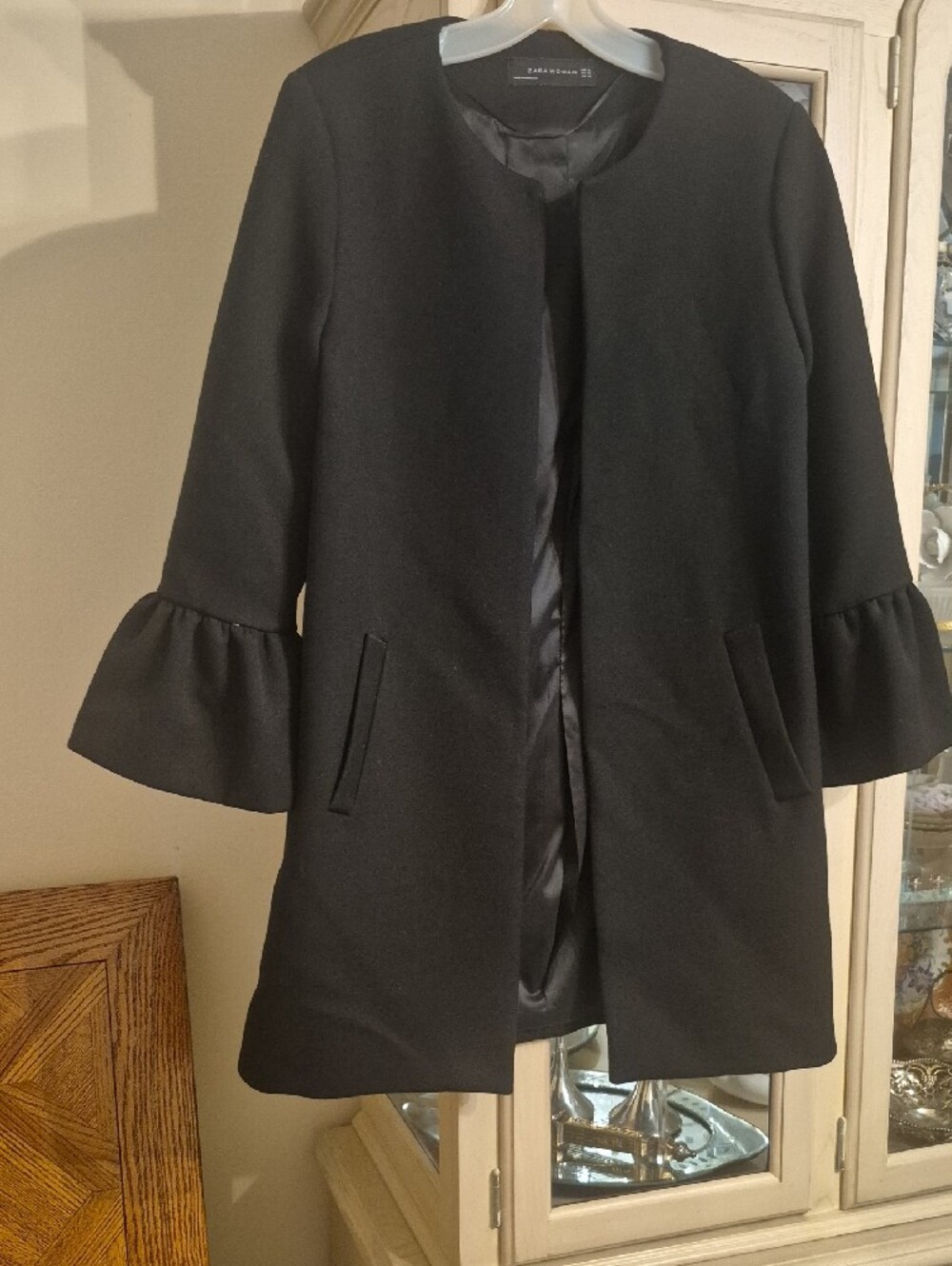 Zara Woman Black Swing Overcoat Or Jacket